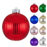 Large Christmas Ball Ornaments, Oversized Shatterproof Plastic Decorative Hanging Mercury Ornaments Ball for Xmas Holiday Party Decorations (Red, 8.0)