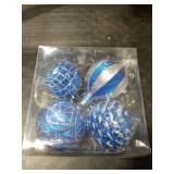 Hollyone 4.7 Inch Large Blue Christmas Ornaments 4Pcs Balls Ornaments Shatterproof Christmas Hanging Ornaments for Xmas Tree Decor with Hook for Wedding Holiday Party Wreath Home Decor (Blue, 120mm)