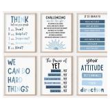 Kids Affirmation Wall Decor,Affirmation Art Prints Nursery Pictures,Boho Classroom Decor,Blue Inspirational Quotes Posters for Classroom Playroom Decor,Home Office Decor,Set of 6(8X10 inch,Unframed).