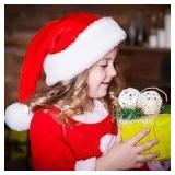 lycycse Santa Hat Kids Toddler Baby Christmas Hats Red Velvet Newborn Child Thicken Plush Xmas Hat New Year party supplies