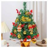 Small Christmas Tree with LED Lights and Decor