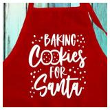 uinwk Cookies for Santa Baking Aprons, Christmas Aprons for Women with Pockets, Gifts for Bakers, Christmas Bakery Decor, Waterproof Adjustable Bib Apron for Cooking Kitchen