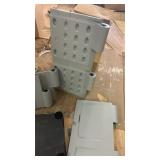 Rubbermaid Freestanding Storage Cabinet Five Shelf with Double Doors Lockable Large 690-Pound Capacity Gray For Garage/Outdoor Garden Tools/Toys/Power Tools/Pool Accessories Grey - Retail: $139