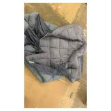 Gray Quilted Cotton Mattress Topper with Navy Throw - Retail: $73