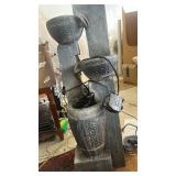 Alpine Corporation TZL412 14\" Stoned Jar Cascading Water Fountain with LED Lights, Elegant Tabletop Water Feature for Home, Office, Living Room, Bedroom, and Desk Decor, Gray - Retail: $95