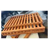 Shoe Bench Entryway, 100% Solid Solid Wood Shoe Rack Bench with Storage and Cushion Padded Seat, 3-Tier Shoe Organizer for Hallway Living Room, Mudrooms, Light Oak - Retail: $70