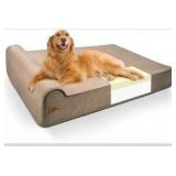 Sytopia XXL 35D Memory Foam Dog Bed, 7 Inch Thick Extra Large Orthopedic Couch for Senior Dogs Over 100 Pounds, Water Resistant and Washable Cover, Liner, Brown