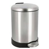 Glad Small Trash Can  1.2 Gallon | Round Stainless Steel Garbage Bin with Soft Close Lid & Step Foot Pedal | Metal Waste Basket with Removable Inner Bucket  Stainless