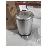 Glad Small Trash Can  1.2 Gallon | Round Stainless Steel Garbage Bin with Soft Close Lid & Step Foot Pedal | Metal Waste Basket with Removable Inner Bucket  Stainless