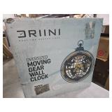 Driini 30 Inch Large Rustic Farmhouse Gear Clock with Moving Gears  Vintage Oversized Wall Clock with Iron Frame  Giant Industrial Steampunk Wall Clock for Living Room Decor (Walnut)