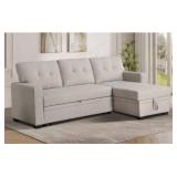 Reversible Sectional Sleeper Sofa with Pull Out Couch Bed, Convertible L-Shaped Sofa w/Storage Chaise, Comfy Modular Corner Sofa&Couch, Sofa Cama para Sala for Living Room Apartment Office Furnitu