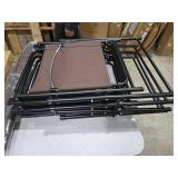 6-Piece Outdoor Dining Set Folding Chairs Glass Tabletop with Coffee Umbrella