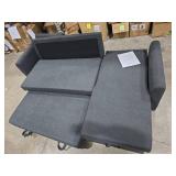 Vongrasig Pull Out Couch, Convertible Sleeper Sofa Bed with Storage, L-Shaped Sofa Bed with Storage Chaise Linen Fabric for Living Room, Apartment, Small Space, Black