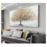 Wall Art Abstract Gold Tree of Life Canvas Modern Art Oil Painting Texture Tree Painting Living Room Bedroom Dining Room Home Office Decor Wall Decor 29\" x 58\"