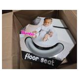 Bumbo Baby Infant Soft Foam Comfortable Floor Booster Seat Supportive Chair with 3 Point Adjustable Safety Buckle Strap Harness - Cool Gray