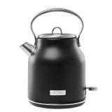 Heritage 1.7L Electric Kettle with Auto Shut-Off & Boil Dry Protection - Black and Chrome: Haden Cordless Tea Maker