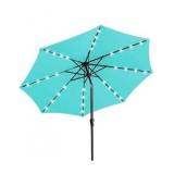 JEAREY 9FT Outdoor Patio Umbrella with Solar Lights, LED Lighted Pool Umbrella with Tilt and Crank, Outdoor Table Umbrellas for Deck, Yard & Market