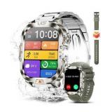 Smart Watch for Men Military Answer/Make Call 2.01³ Display 170+ Sports Modes Fitness Smart Watch IP68 Waterproof 30 Days Standby Smartwatch for Android iOS Silver (2 Straps)