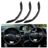 Mandark 3PCS Carbon Fiber Car Steering Wheel Cover, Anti-Skid Leather Vehicle Segmented Steer Wheel Protector, Auto Interior Protection Guard Accessories, Universal for Most Cars (Black