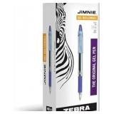 2 Packs Zebra Pen Jimnie Roller Ball Gel Pen, Blue Ink, 0.7mm, Medium Point, 12-Count, Smooth Writing, Quick-Drying, Ergonomic Grip