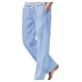 iWoo Linen Pants Men Casual 2025 Summer Beach Elastic Drawstring Waist Yoga Pants Travel Baggy Work Pant Pajama XS