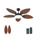 PHORUS Ceiling Fan with Light, Dimmable 6 Speeds Reversible 52" Tropical Outdoor