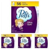 Puffs Ultra Soft Facial Tissues, 1 Cube, 56 Facial Tissues Per Box (Pack of 18