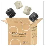 ECO BOOM Toilet Paper 100% Bamboo 3-fly, PFAS Free, BPA Free, Septic Safe, 48 mega Rolls, FSC Certified, 360 Sheets, Plastic & Chemical Free