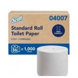 Scott® Essential Coreless High-Capacity Standard Roll Toilet Paper, Bulk (04007), 2-Ply, White, (1,000 Sheets/Roll, 36 Rolls/Case, 36,000 Sheets/Case)