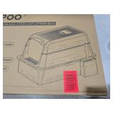 Stainless Steel Litter Box with Lid - Extra Large Cat Litter Boxes for Big Cat with Mat & Scoop - Anti-Leakage, Odor-Proof, High-Sided, Non-Stick and Easy to Clean - Ideal for Multi-Cats Homes - White