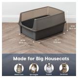 IRIS USA XX-Large Cat Litter Box, Open Top Extra Large Litter Box for Big Cats and Multi-Cat Households, High Sided Scatter Shield, Easy to Clean, 30\" L x 20\" W x 14\" H, Gray
