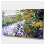 Fall in Amazing Colors Landscape Painting Canvas Wall Art Gallery Wrapped Canvas For Dining Room, Living Room, Bedroom 32x16