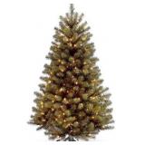 National Tree Company 4.5 ft Pre-Lit North Valley Spruce Artificial Christmas Tree, 200 Clear Lights, 398 Tips, Includes Stand, Green
