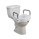 Drive Medical RTL12027RA 2-in-1 Raised Toilet Seat with Removable Padded Arms, Standard Seat