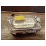 Ice Cube Bottle, 2 in 1 Ice Cube Tray Water Bottle with Lid and Bin, Portable Easy Press to Release Vertical Ice Cube Making Bottle for for Coffee, Juice and Picnics(White,800ml)