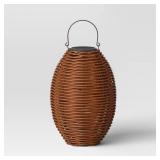 22.5\"x15.25\" Resin Wicker Woven Medium LED Outdoor Lantern Dark Brown - Threshold - Retail: $80