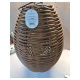 22.5\"x15.25\" Resin Wicker Woven Medium LED Outdoor Lantern Dark Brown - Threshold - Retail: $80