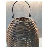 22.5\"x15.25\" Resin Wicker Woven Medium LED Outdoor Lantern Dark Brown - Threshold - Retail: $80