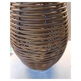 22.5\"x15.25\" Resin Wicker Woven Medium LED Outdoor Lantern Dark Brown - Threshold - Retail: $80