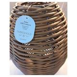 22.5\"x15.25\" Resin Wicker Woven Medium LED Outdoor Lantern Dark Brown - Threshold - Retail: $80