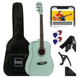 Best Choice Products 41in Full Size All-Wood Acoustic Guitar Starter Kit w/Gig Bag  E-Tuner Pick Strap - SoCal Green - Retail: $110