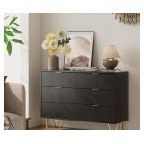 Drawer Dresser, Modern Drawer Chest, Wide Storage Dresser Chest Cabinet Organizer Unit with Metal Legs, Chest of Drawers for Bedroom, Living Room, Closet, Entryway, Black Stripe (SEE DETAILS) - Retail