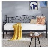 VECELO Daybed Frame, Twin Size Metal Platform Bed with Headboard,Heavy Duty Steel Slats Support for Living Room Bedroom Guest Room, Easy Assembly - Retail: $110
