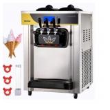 VEVOR Commercial Ice Cream Maker, 22-30L/H Yield, 2200W Countertop Soft Serve Machine with 2x6L Hopper 2L Cylinder LCD Panel Puffing Shortage Alarm, Frozen Yogurt Maker for Restaurant Snack Bar, Silve