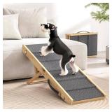 Adjustable Dog Ramp for Car with Anti-Slip Rug and 4 Height Levels for 7.7\