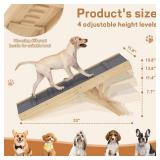 Adjustable Dog Ramp for Car with Anti-Slip Rug and 4 Height Levels for 7.7\" to 15.8\", Folding Dog Steps Doggie Ramp Pet Stairs for Couch, Car, Bed Stairs, Portable and Bearing 200LBS - Retail: $50