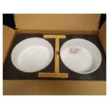 SPUNKYJUNKY Ceramic Elevated Dog Bowls 2 Pack - 8.3inch Raised Dog Bowls with Non-Slip Wooden Stand for Large Dogs Dishwasher Safe(White,60OZ*2) - Retail: $65