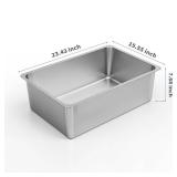 Kirecoo Stainless Steel Cat Litter Box XXL- Metal High Sided Cat Pan, Large Stainless Steel Box, Indoor Litter Tray, Non Stick, No Smell, Easy to Clean, Pet Toilet Supplies for Kitten, Kitty, Rabbit -