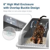 Suzzipaws Enclosed Stainless Steel Cat Litter Box with Lid Extra Large Litter Box for Big Cats XL Metal Litter Pan Tray with High Wall Sides Enclosure, Non-Sticky, Anti-Leakage, Easy Cleaning - Retail