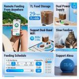 Frienhund Automatic Cat Feeder 2 Cats with Slow Feed: Dual Automatic Dog Feeder with 5G WiFi, Cat Food Dispenser with APP Control for Multiple Pets, Detachable for Easy Clean, Double Pet Bowl - 29 Cup